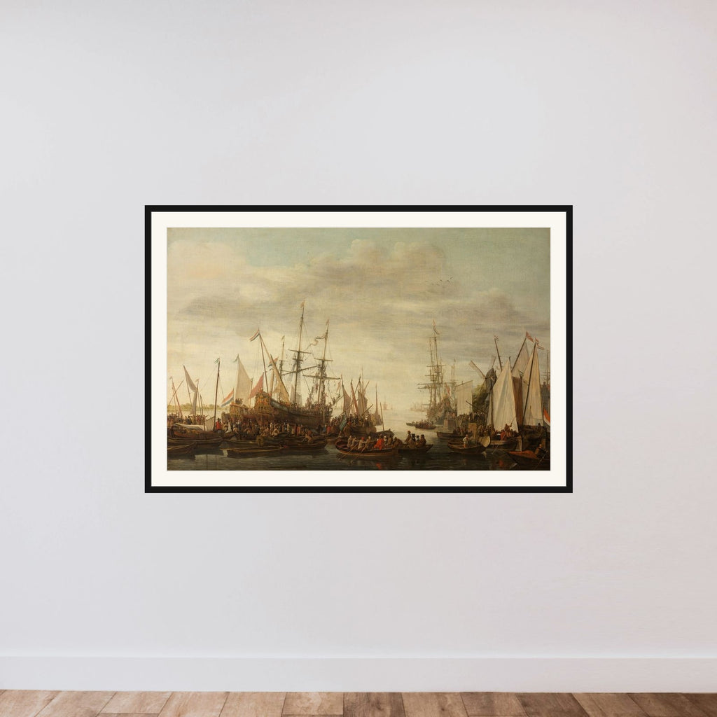 A Keelhauling, according to the non attested Tradition, of the Ship's Doctor of Admiral Jan van Nes framed — shown to scale