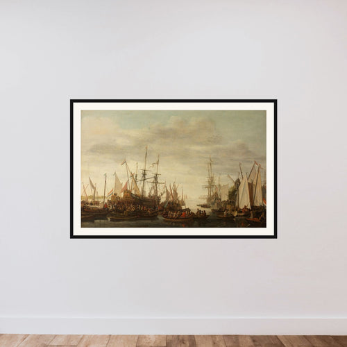 A Keelhauling, according to the non attested Tradition, of the Ship's Doctor of Admiral Jan van Nes framed — shown to scale