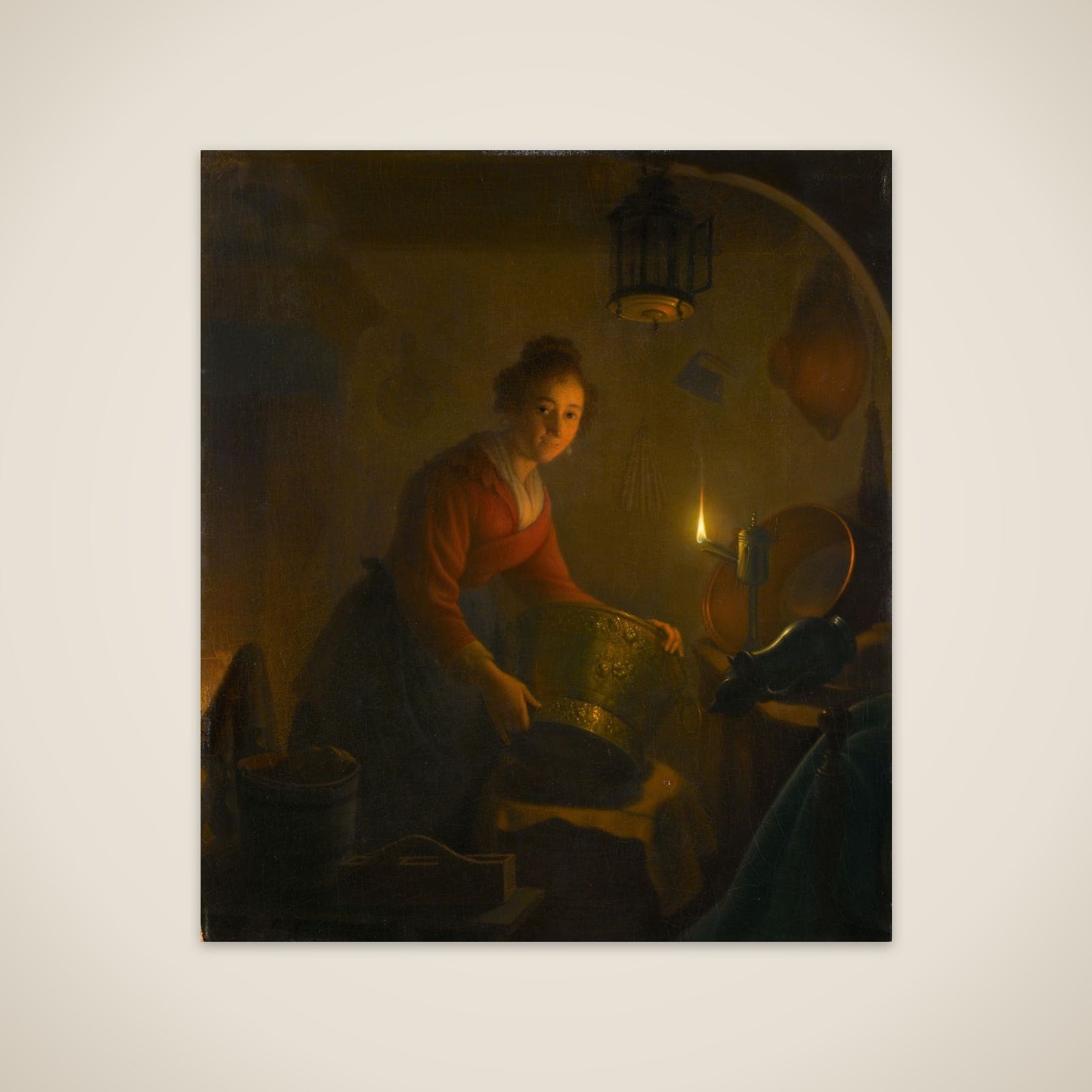 A Woman in a Kitchen by Candlelight unframed print