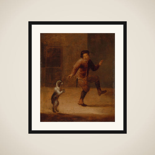 A Man Dancing with a Dog framed