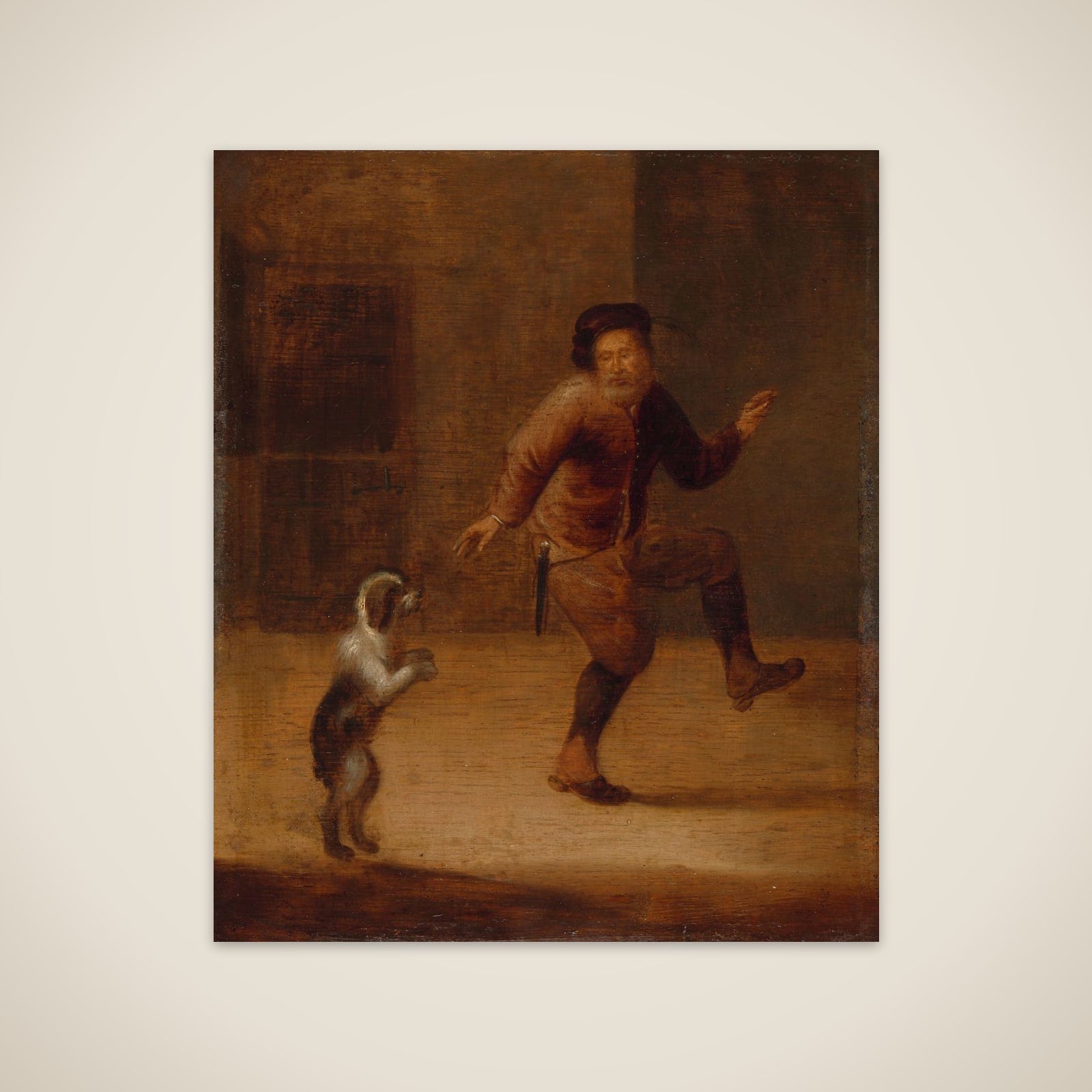 A Man Dancing with a Dog unframed print