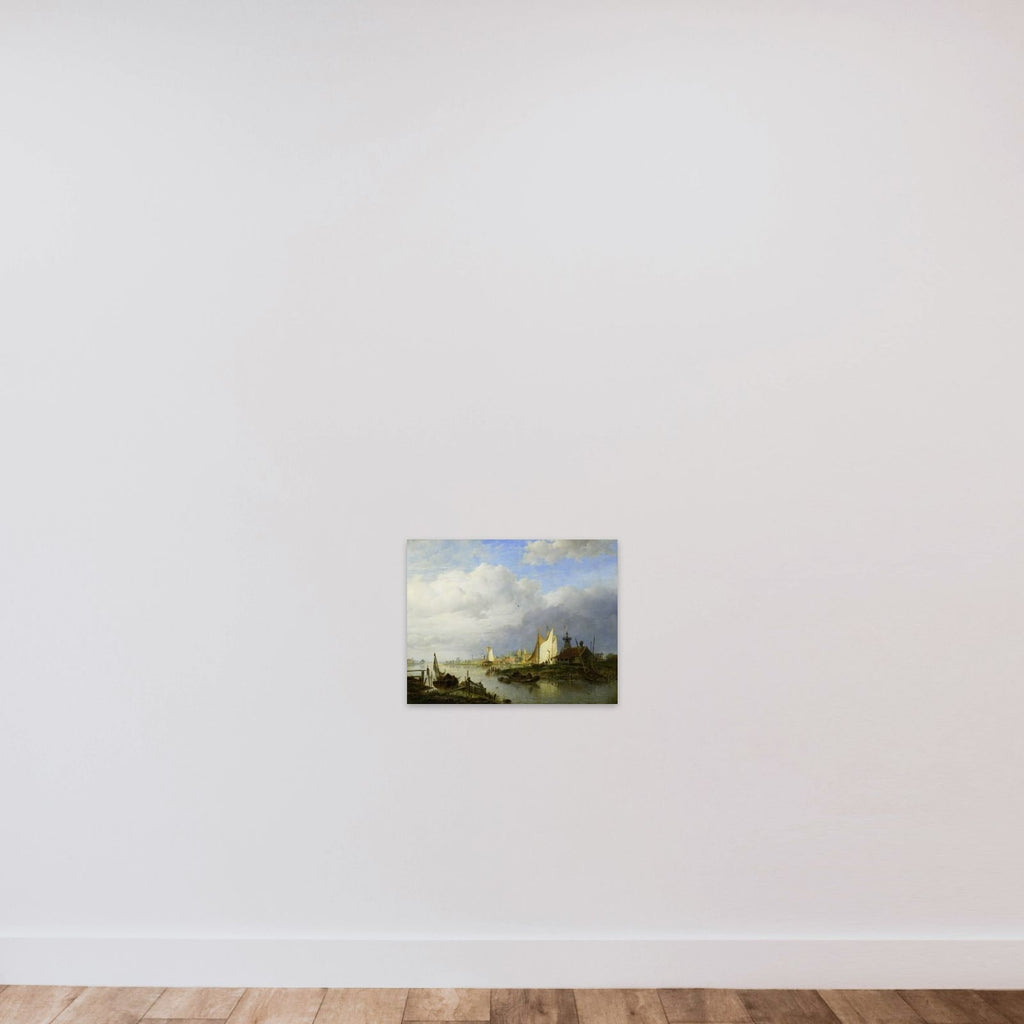 Boats on a River with a Beacon of Light unframed — shown to scale