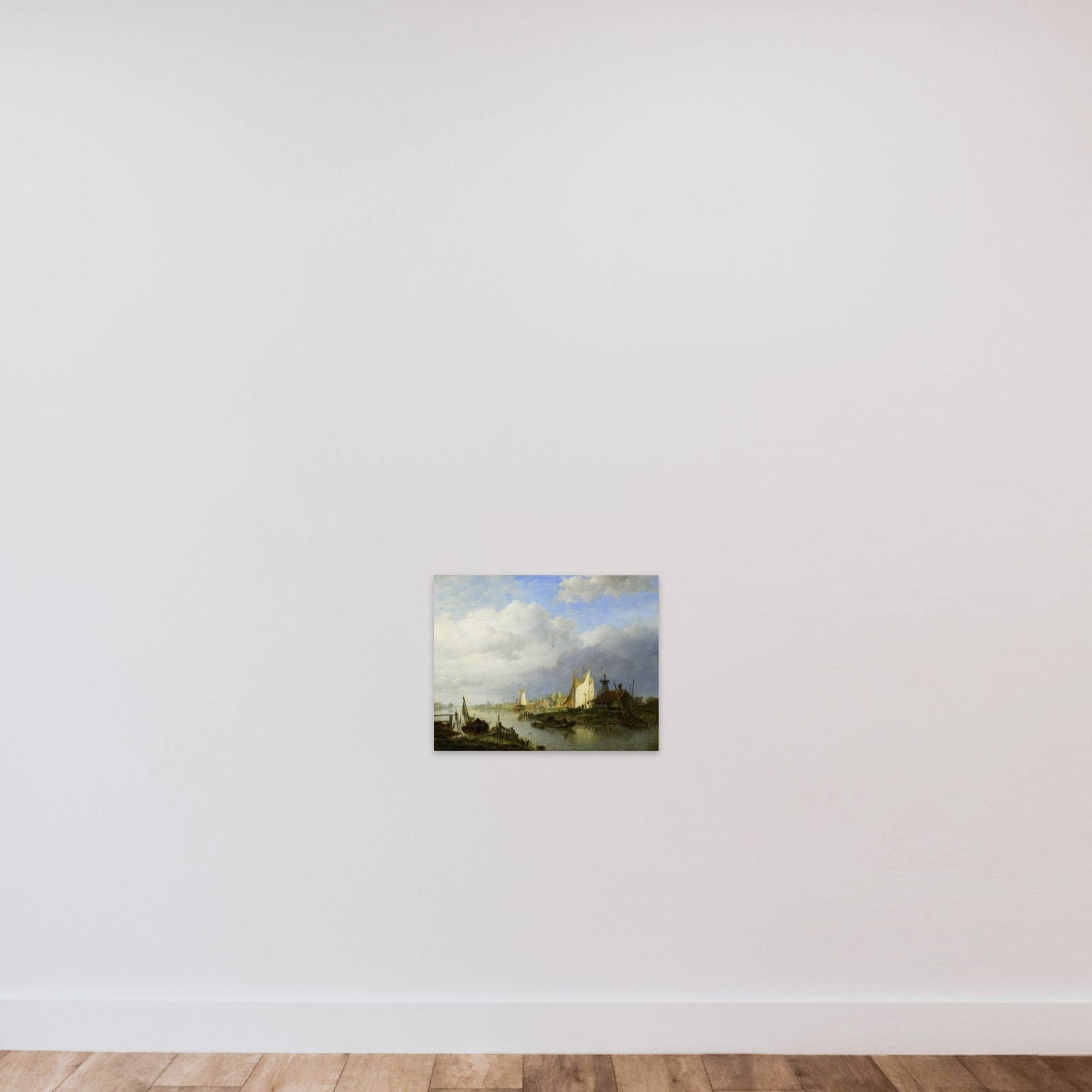 Boats on a River with a Beacon of Light unframed — shown to scale