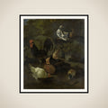 A Cock, Hens, Doves, and a Marmot framed
