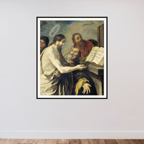 Christ Instructs Peter to Feed My Sheep framed — shown to scale