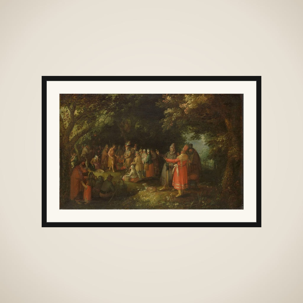 The Preaching of St John the Baptist framed