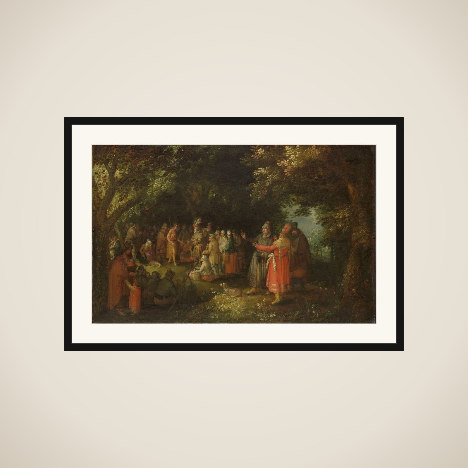 The Preaching of St John the Baptist framed