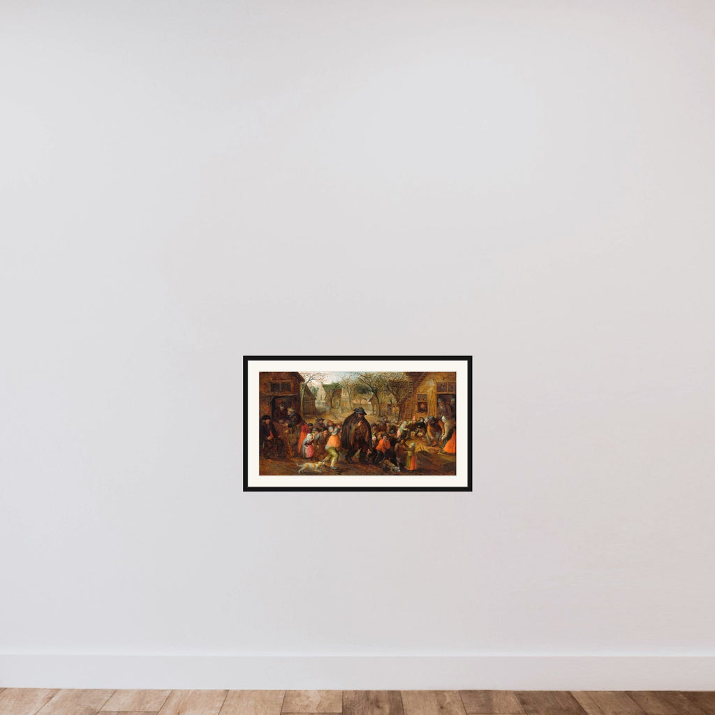 Blind Hurdy-Gurdy Player framed — shown to scale