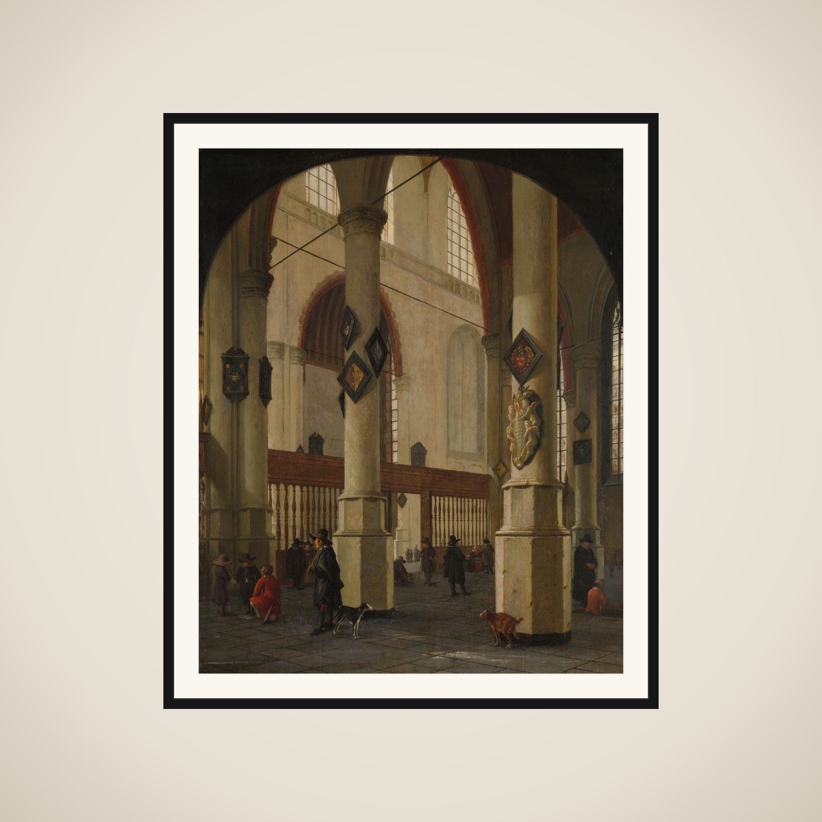 Interior of the Oude Kerk in Delft framed