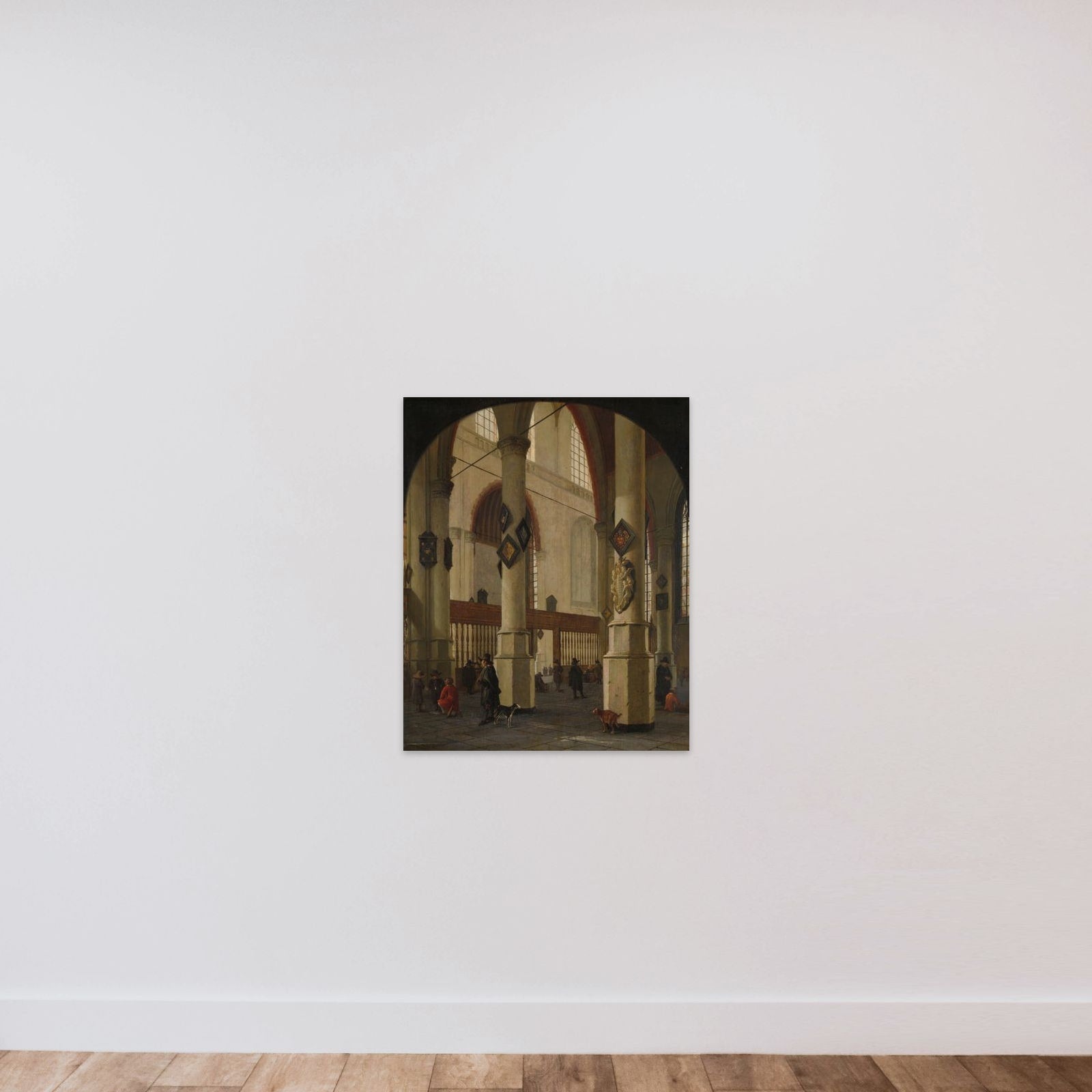 Interior of the Oude Kerk in Delft unframed — shown to scale