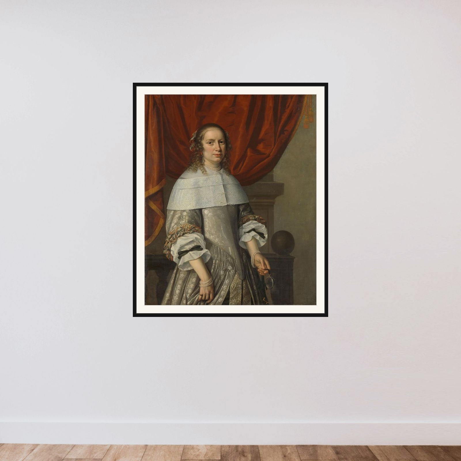 Portrait of a 27-Year-Old Woman framed — shown to scale