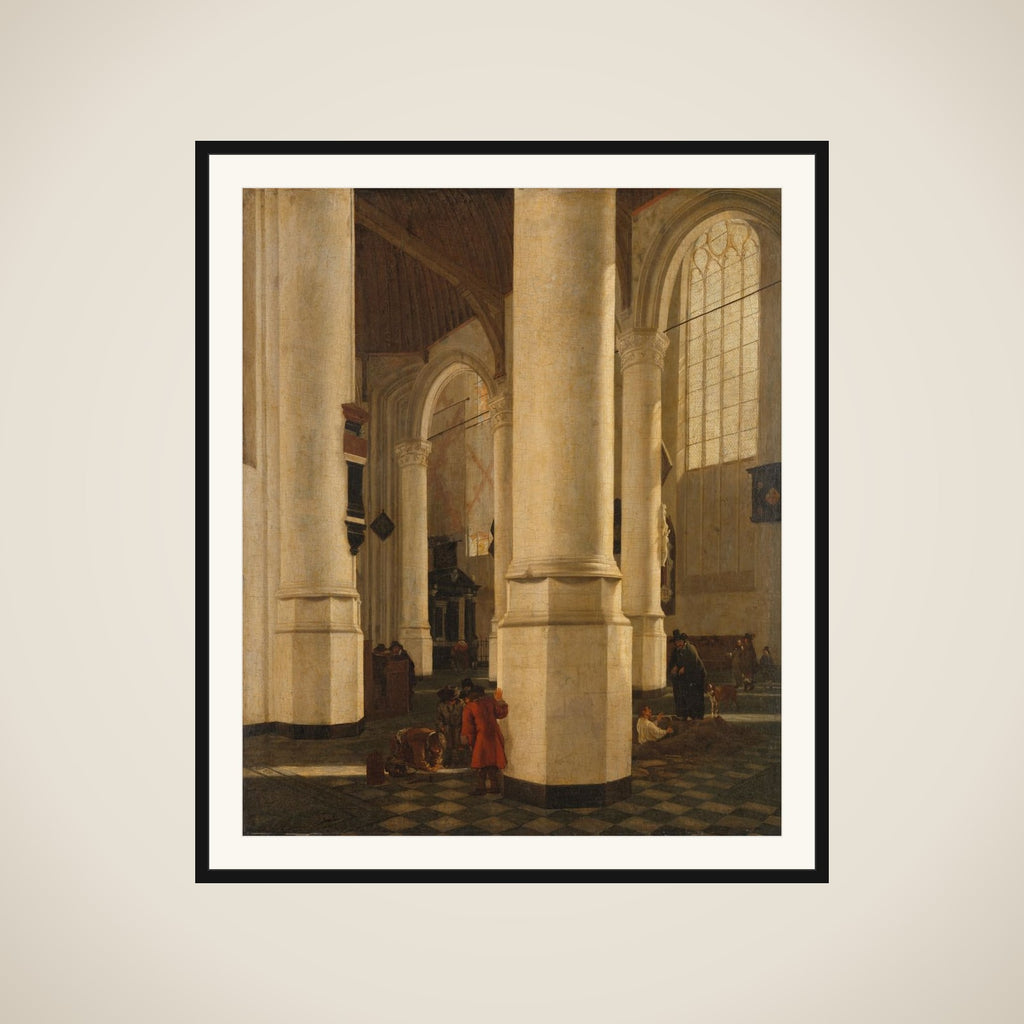 Interior of the Oude Kerk in Delft, with the Tomb of Vice-Admiral Piet Hein framed