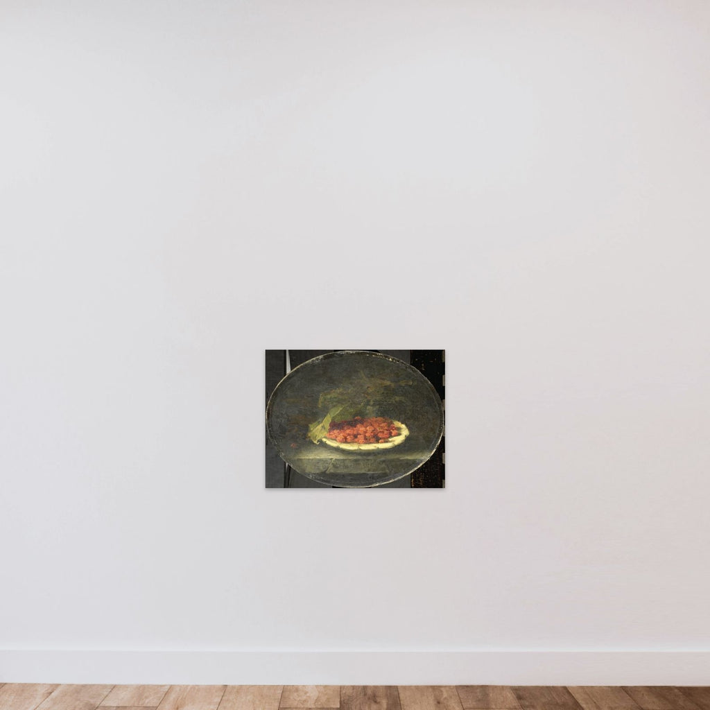 Still life with aardbeien in een witte schaal unframed — shown to scale