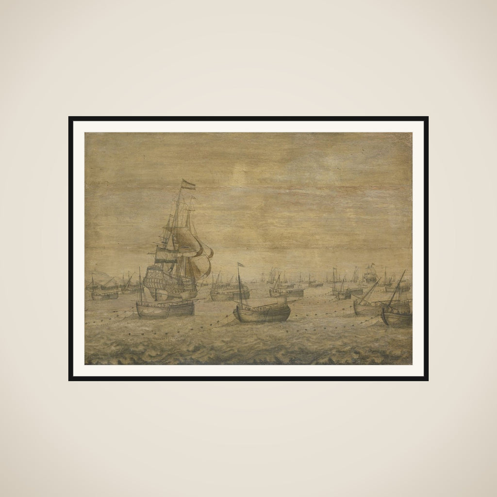 The Dutch Herring Fleet at the fishing grounds framed