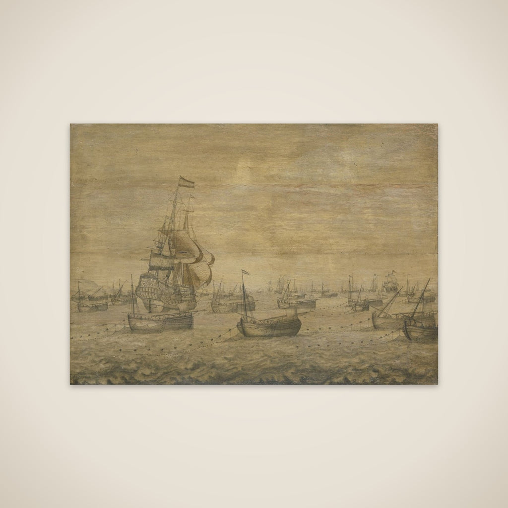 The Dutch Herring Fleet at the fishing grounds unframed print