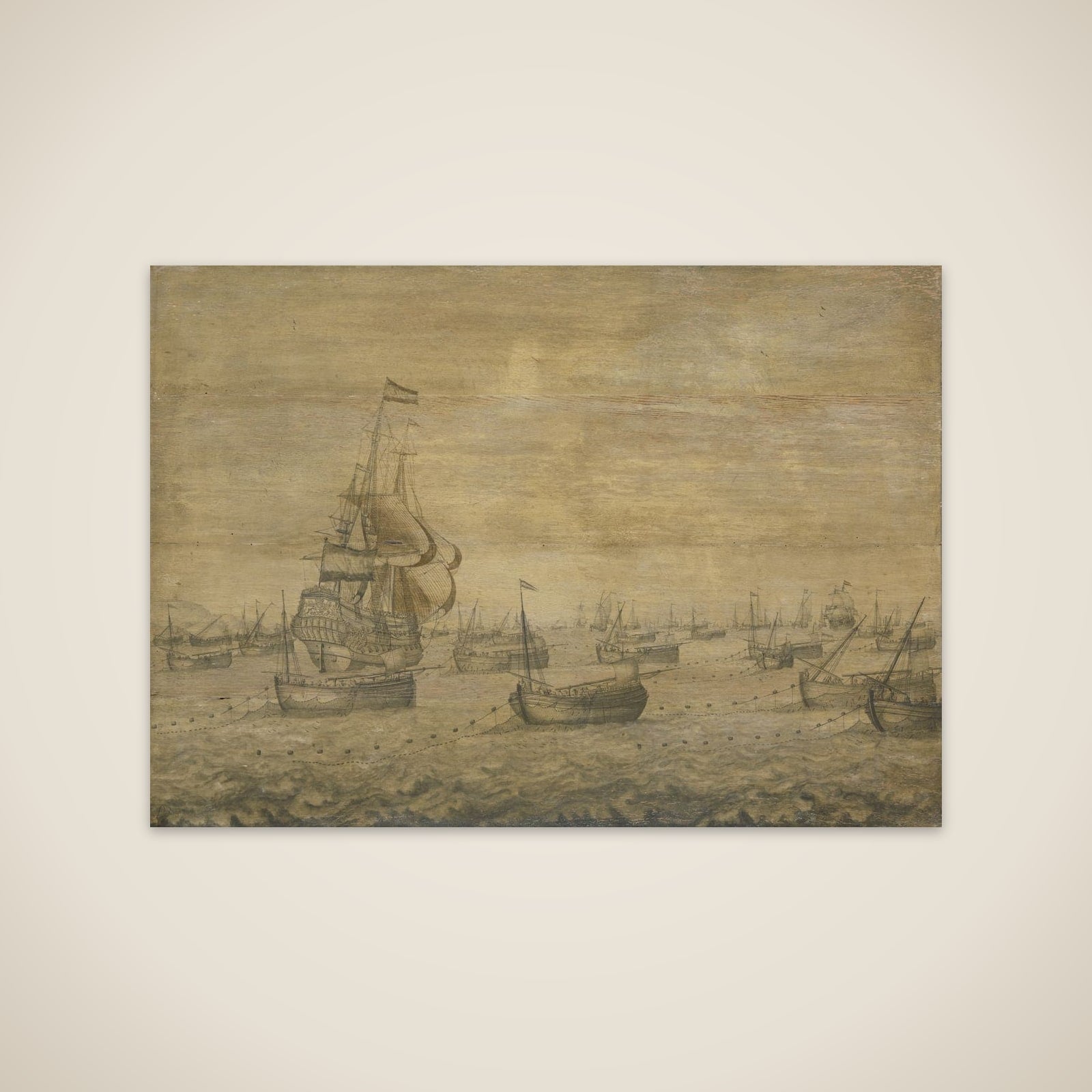 The Dutch Herring Fleet at the fishing grounds unframed print