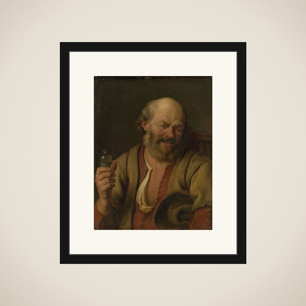 A Man with a Gin Bottle framed