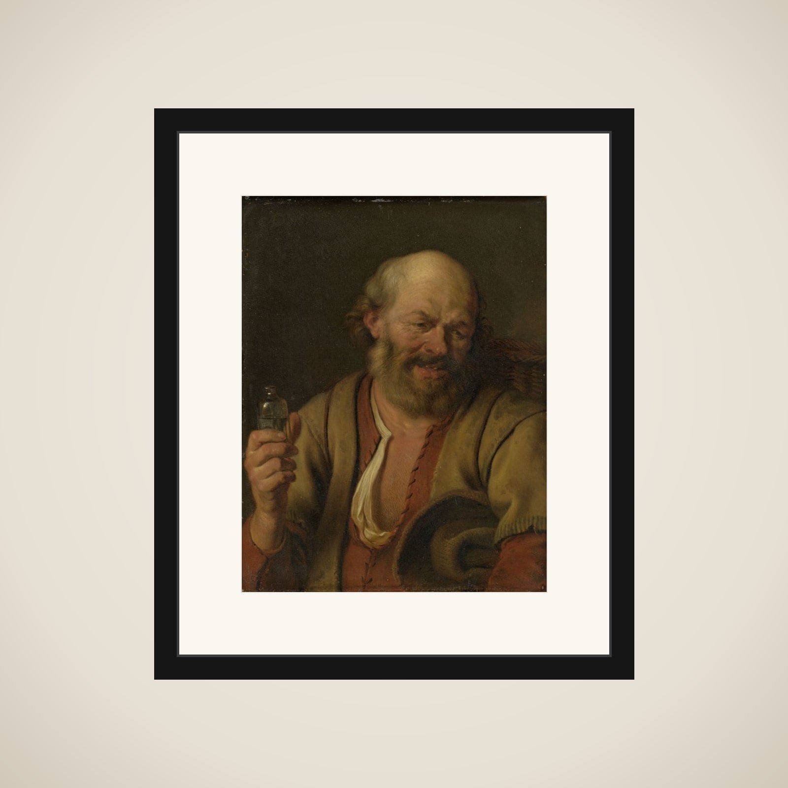 A Man with a Gin Bottle framed