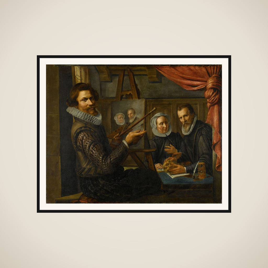 The Painter in his Studio Painting the Portrait of a Married Couple framed