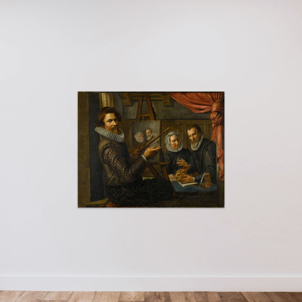 The Painter in his Studio Painting the Portrait of a Married Couple unframed — shown to scale