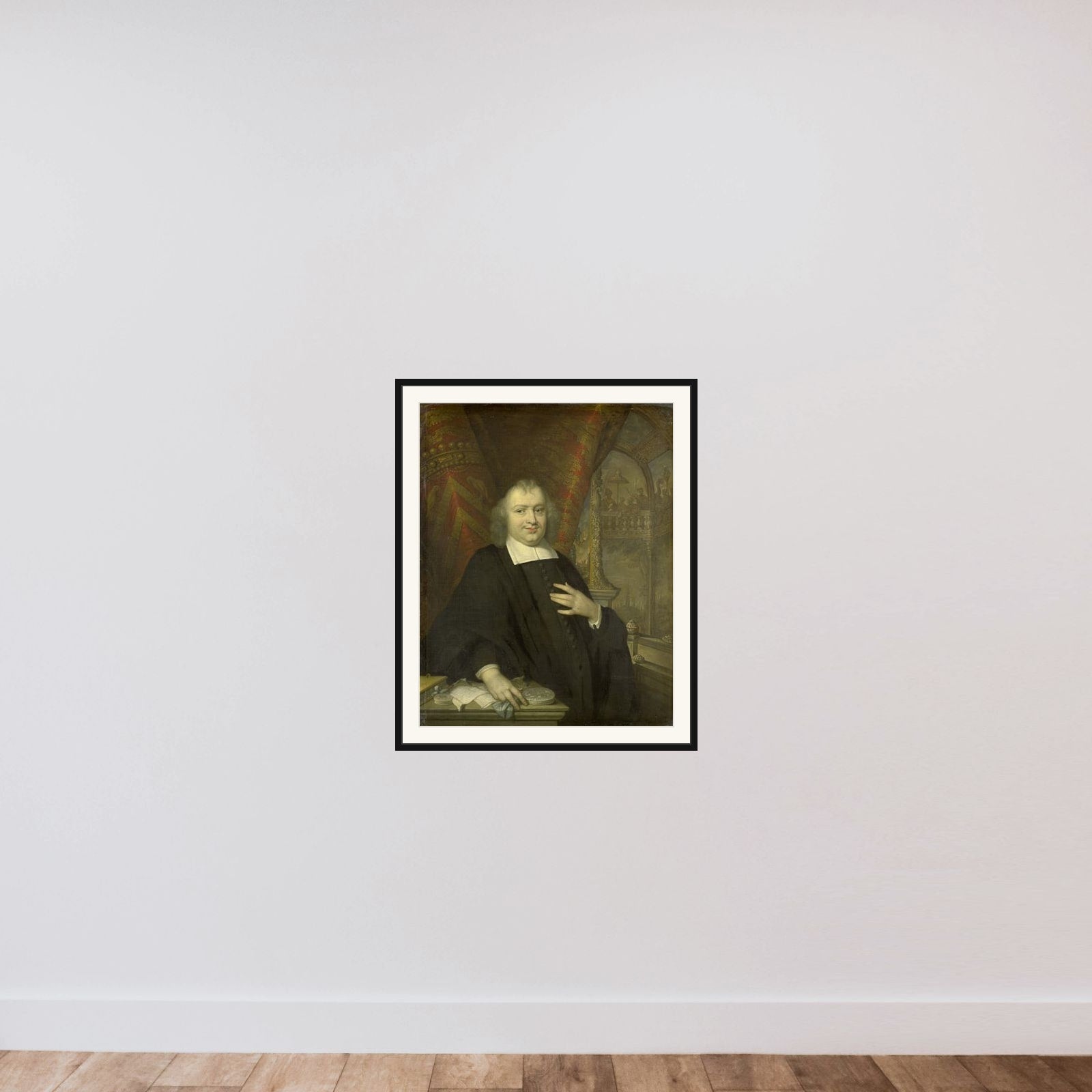 in the background is the Meeting Hall of the States of Holland at the Binnenhof in The Hague " framed — shown to scale
