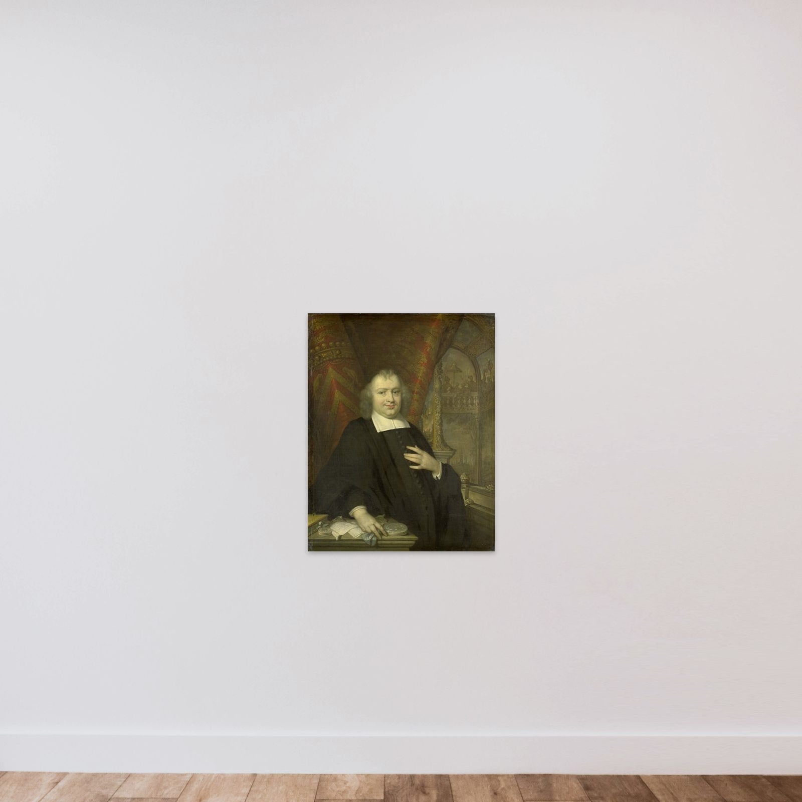 in the background is the Meeting Hall of the States of Holland at the Binnenhof in The Hague " unframed — shown to scale
