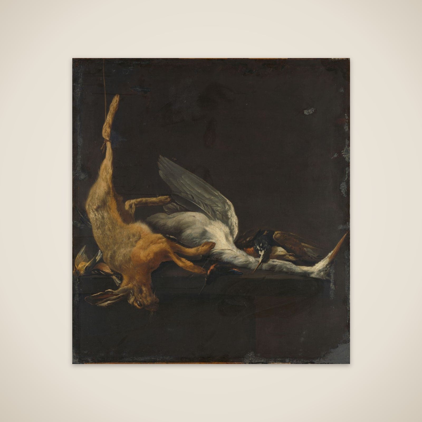 Still Life with a Hare, a Heron and Other Birds unframed print