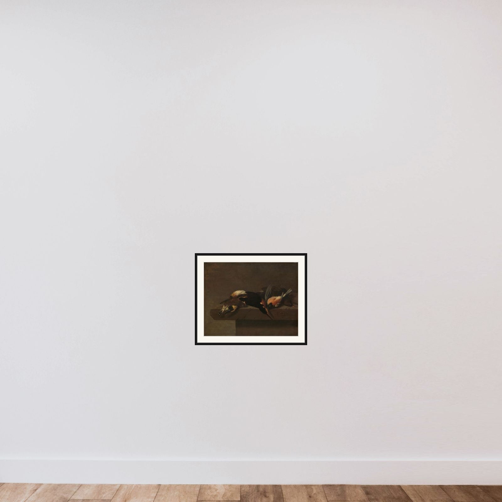 Dead Birds framed — shown to scale