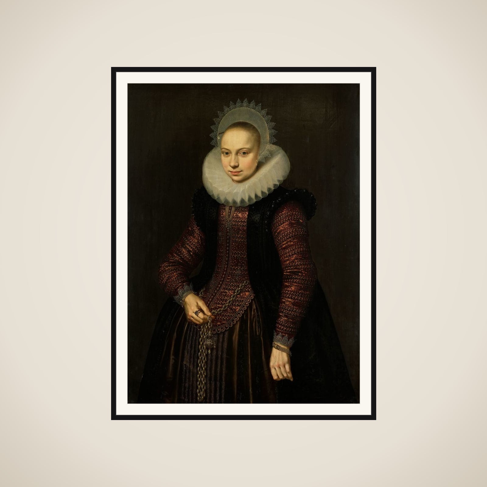Portrait of Brechtje Overrijn van Schoterbosch (1592-1618) framed