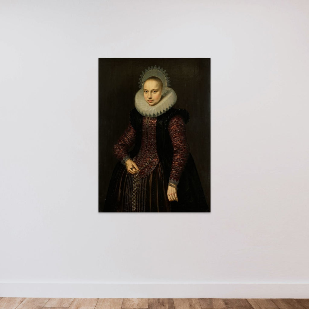 Portrait of Brechtje Overrijn van Schoterbosch (1592-1618) unframed — shown to scale