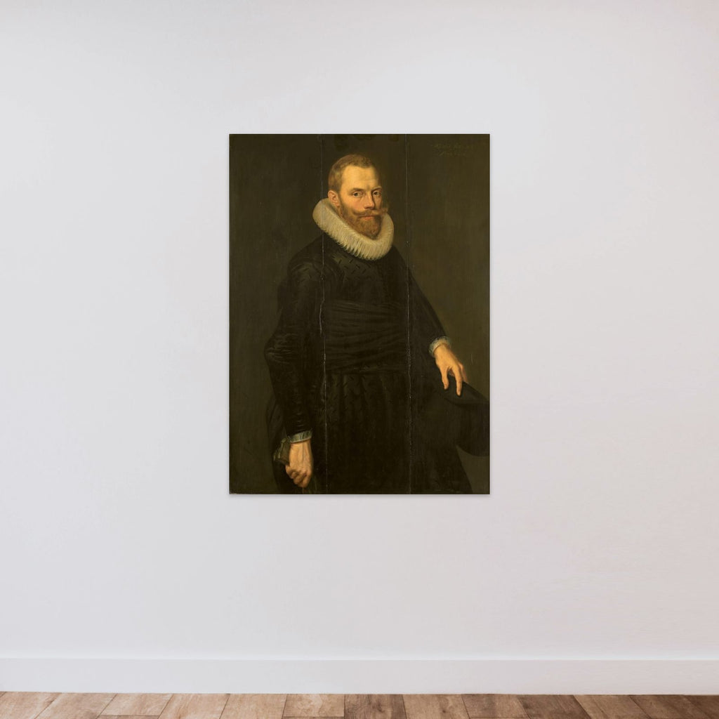 Portrait of Dirck Hasselaer (1581-1645) unframed — shown to scale