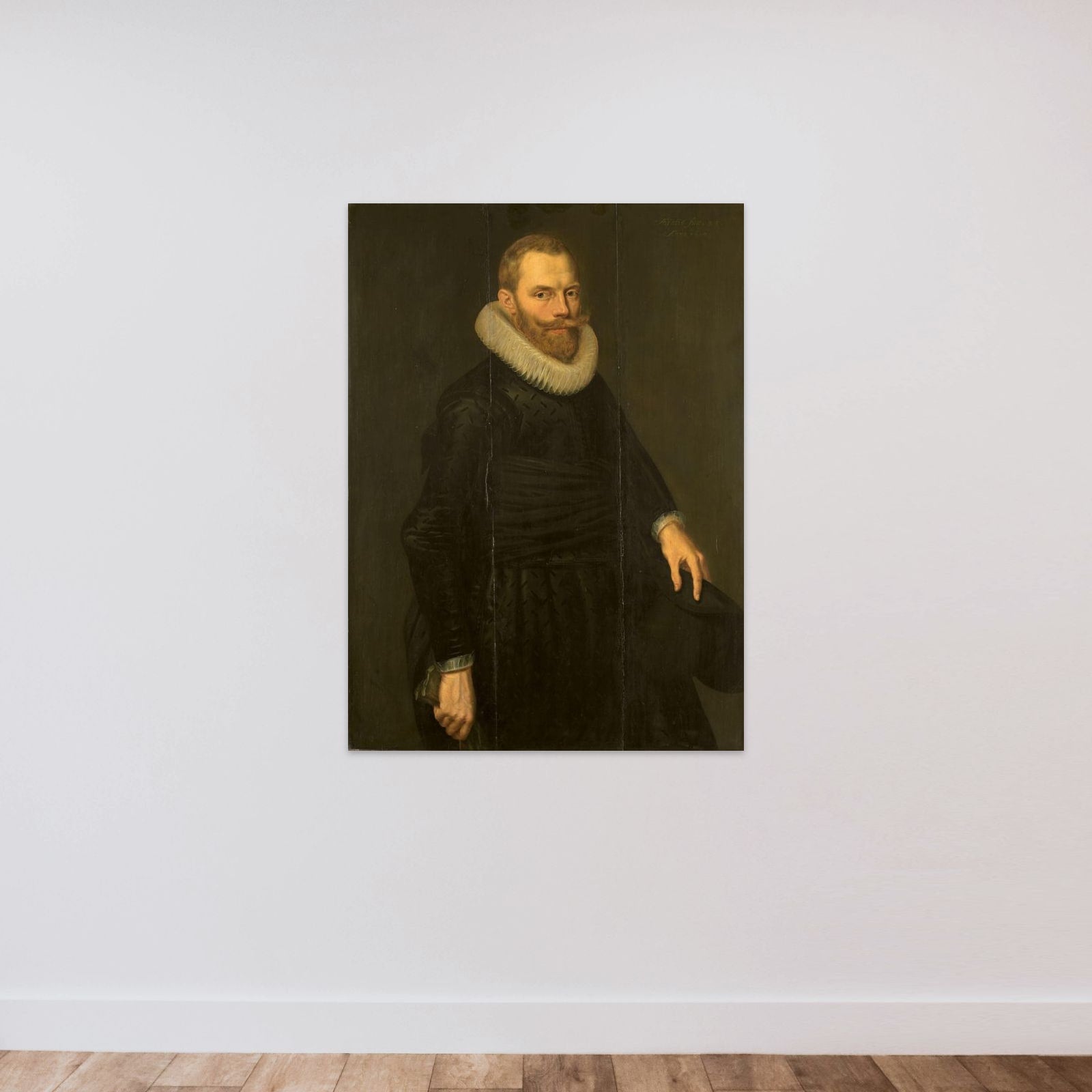 Portrait of Dirck Hasselaer (1581-1645) unframed — shown to scale