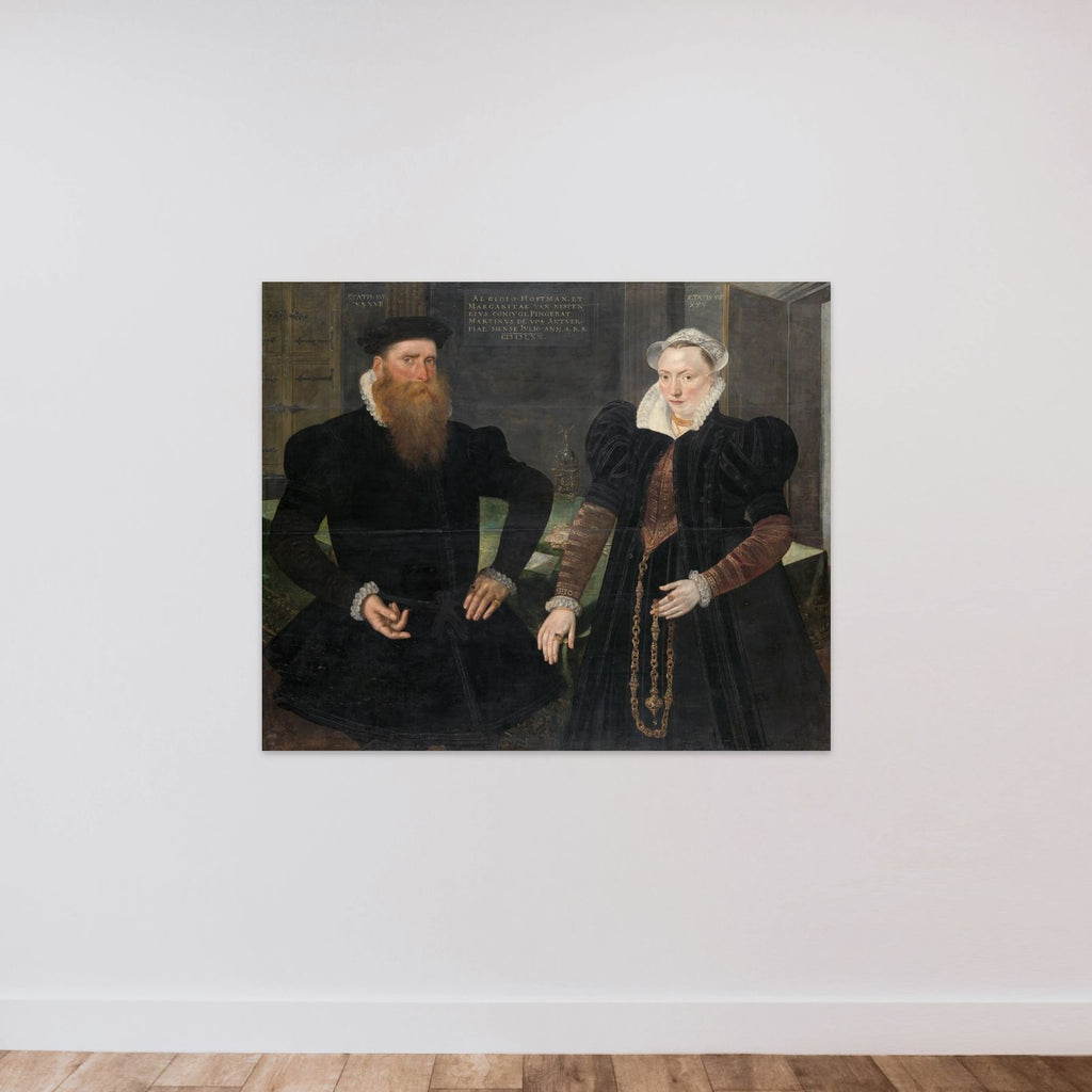 Portrait of Gillis Hooftman, Shipowner, and his Wife Margaretha van Nispen (Gilles van Eichelenberg, called Hoffman) unframed — shown to scale