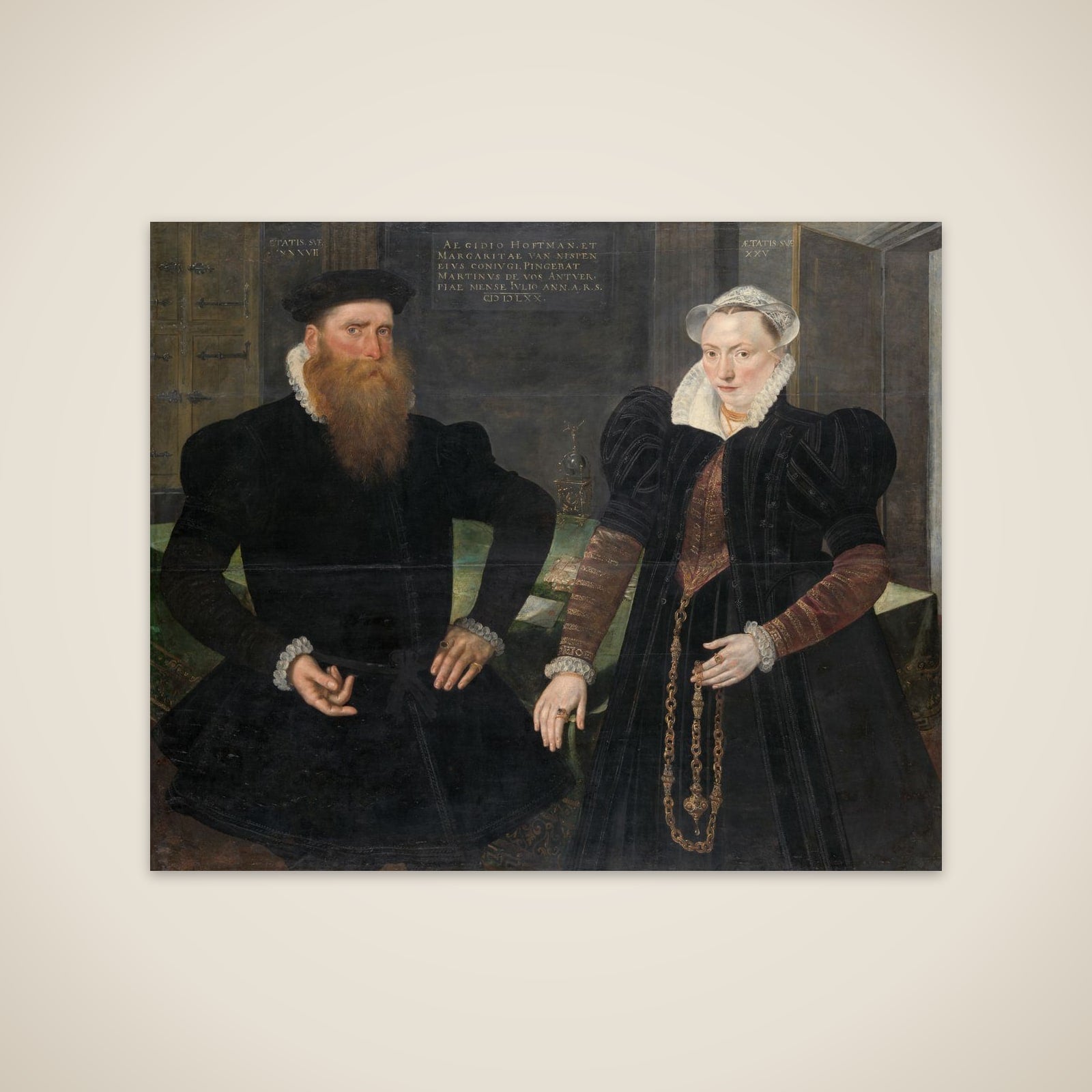 Portrait of Gillis Hooftman, Shipowner, and his Wife Margaretha van Nispen (Gilles van Eichelenberg, called Hoffman) unframed print
