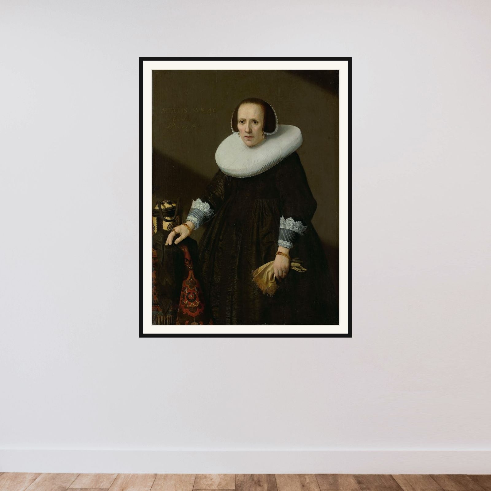 Portrait of Geertruyd Reael (1600-52) framed — shown to scale