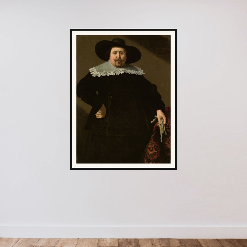 Portrait of Philips Denijs (1604-66) framed — shown to scale