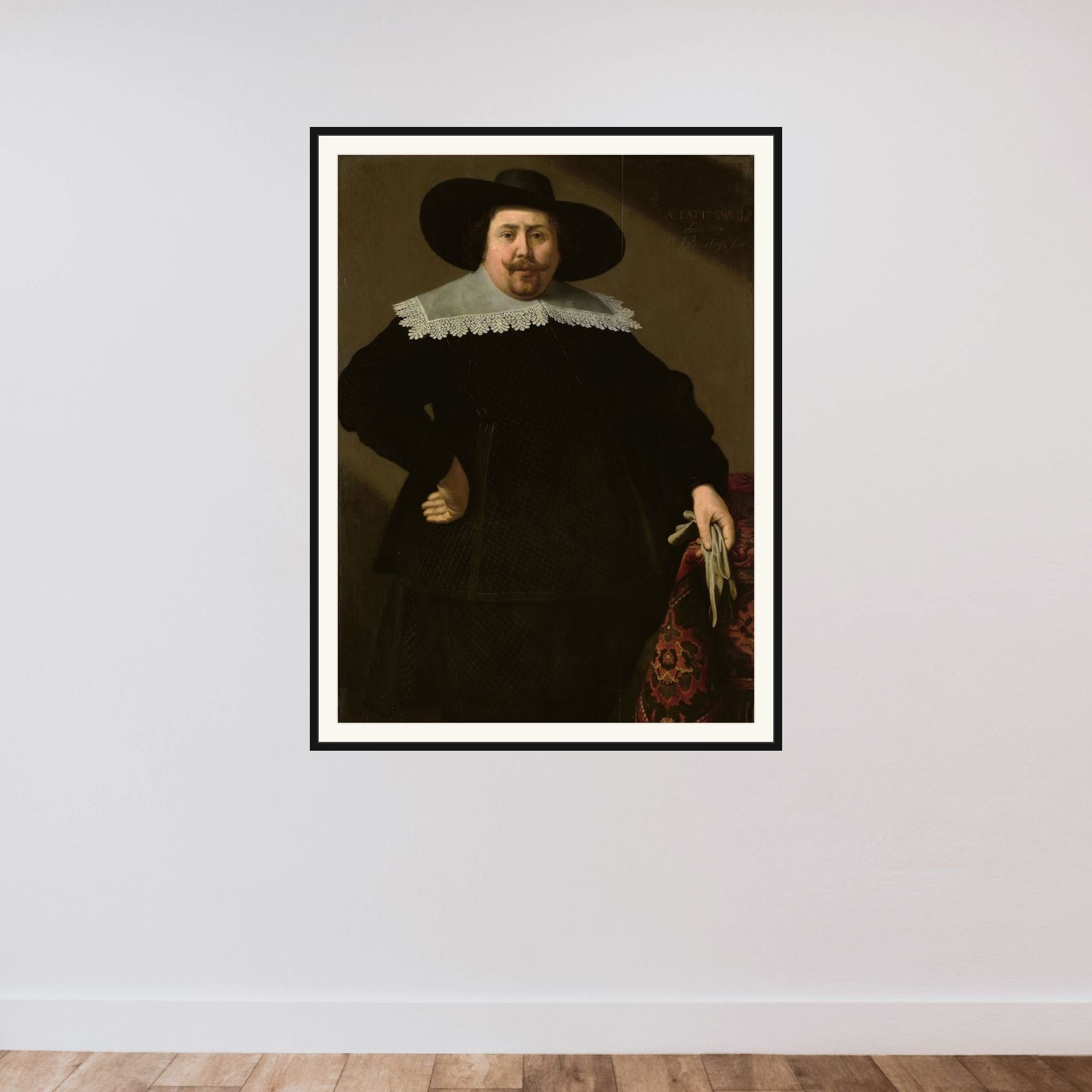 Portrait of Philips Denijs (1604-66) framed — shown to scale