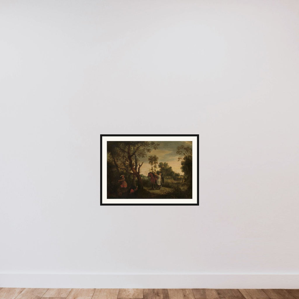 A Woman Mounts her Robber’s Horse: ‘De Gestrafte Rover’ framed — shown to scale
