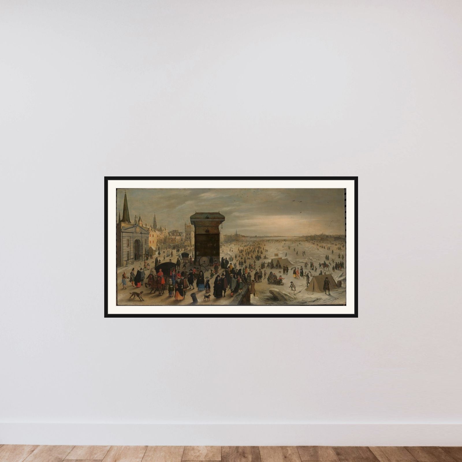 The Crane on the Antwerp Quay by the Frozen Scheldt framed — shown to scale