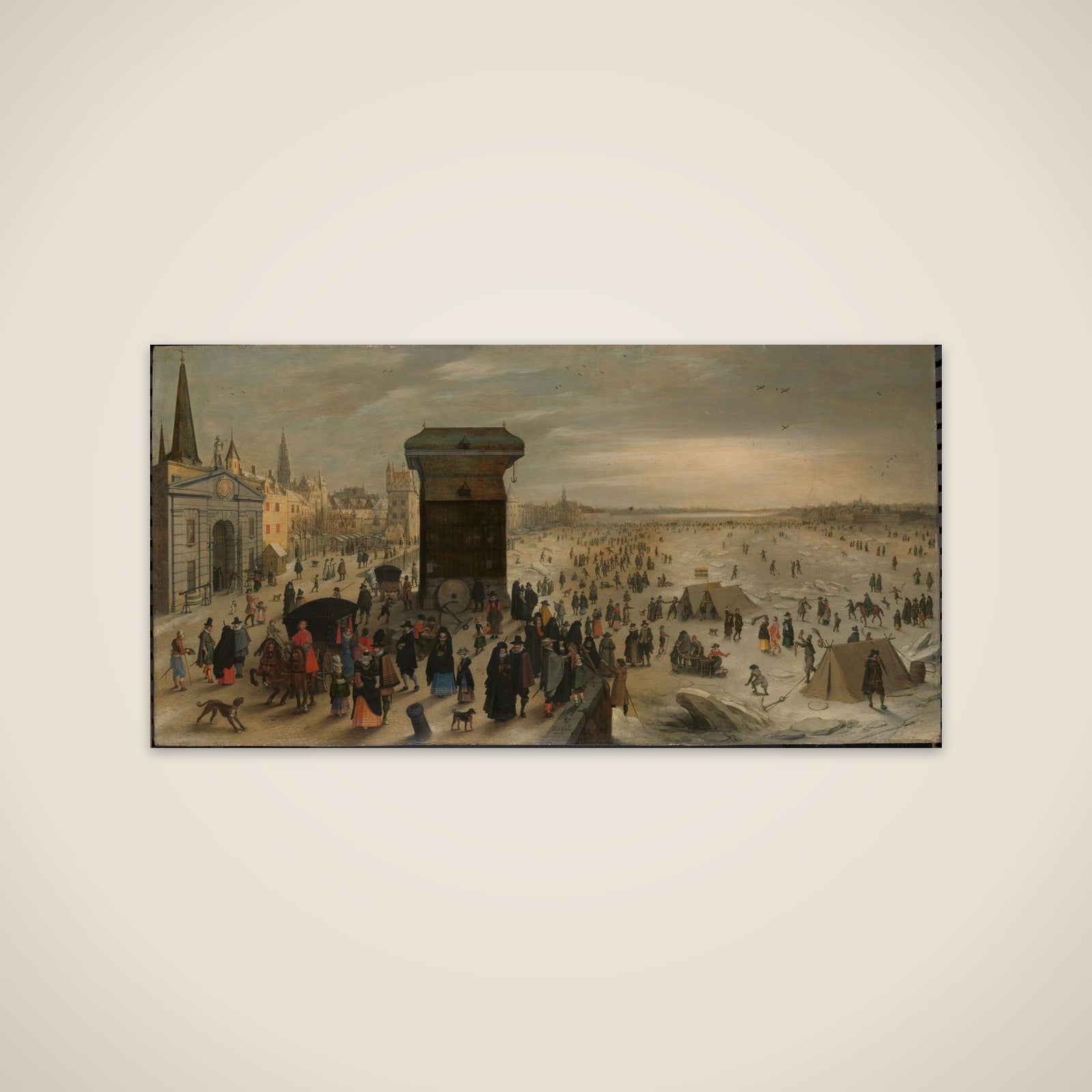 The Crane on the Antwerp Quay by the Frozen Scheldt unframed print