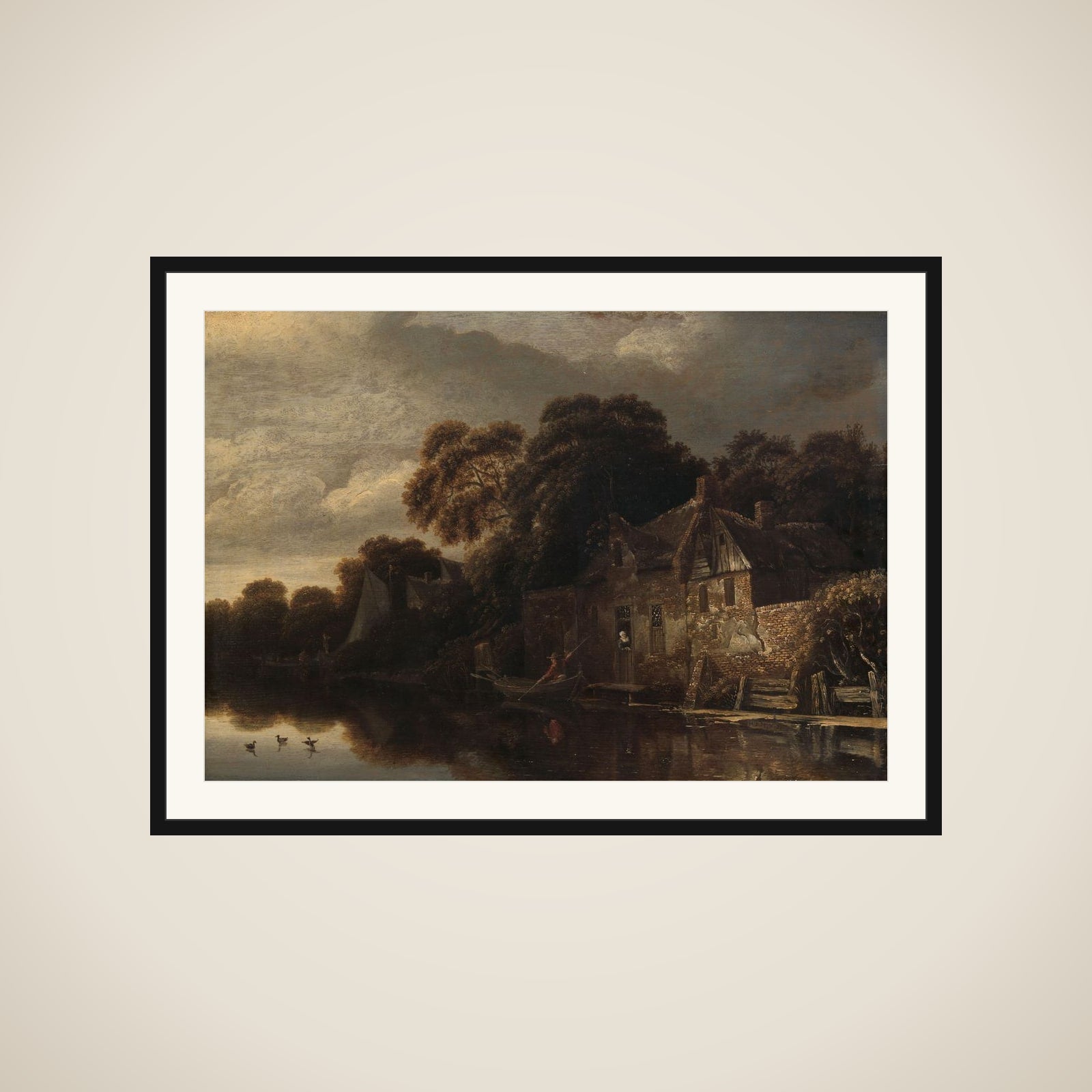 Old Cottage on the Water framed
