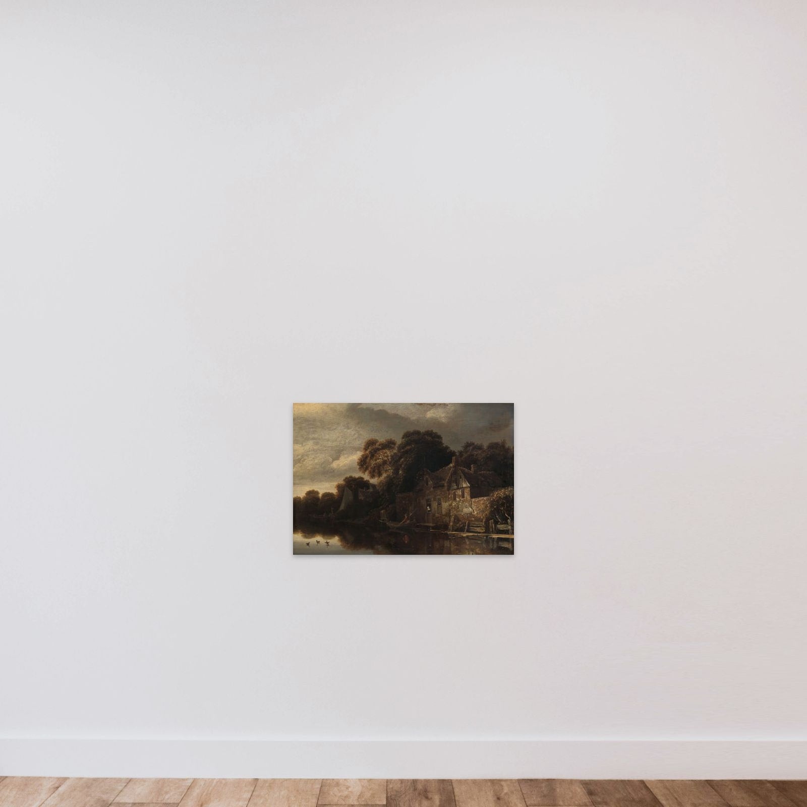 Old Cottage on the Water unframed — shown to scale