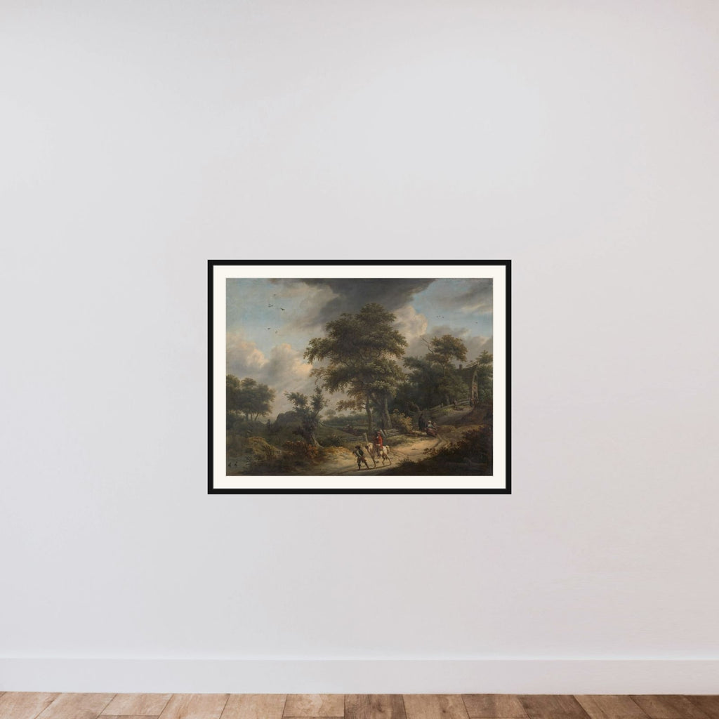 Landscape with Falconer framed — shown to scale
