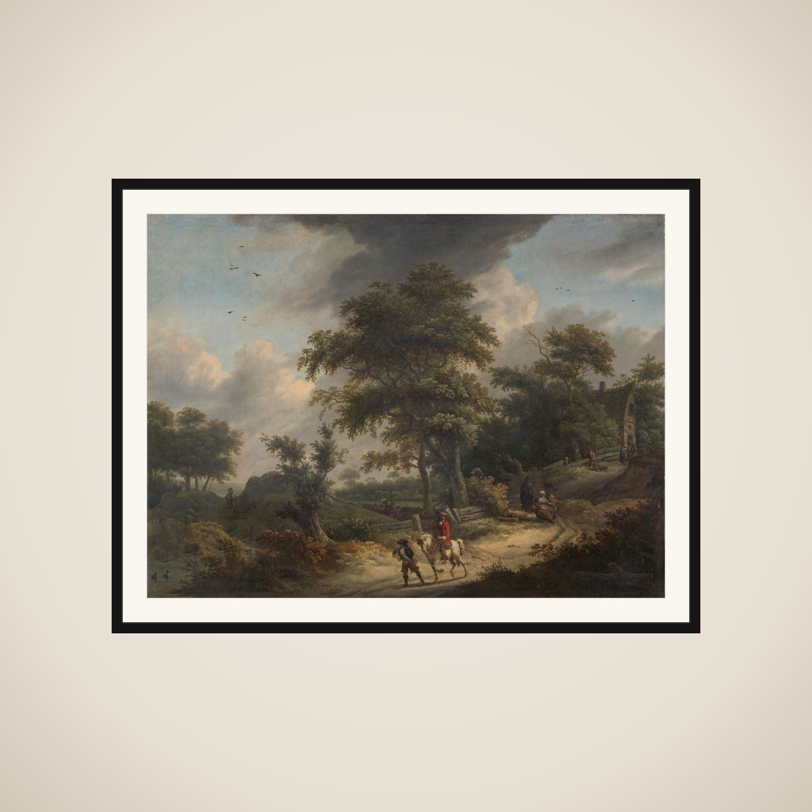 Landscape with Falconer framed