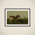 A Cow with her Calf in a Meadow framed
