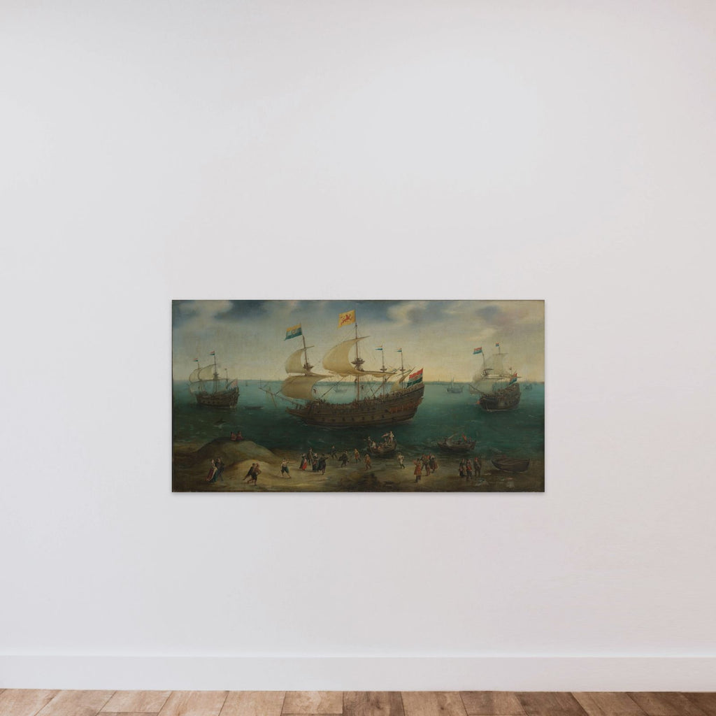 The Amsterdam Four-Master ‘De Hollandse Tuyn’ and Other Ships on their Return from Brazil under the Command of Paulus van Caerden unframed — shown to scale