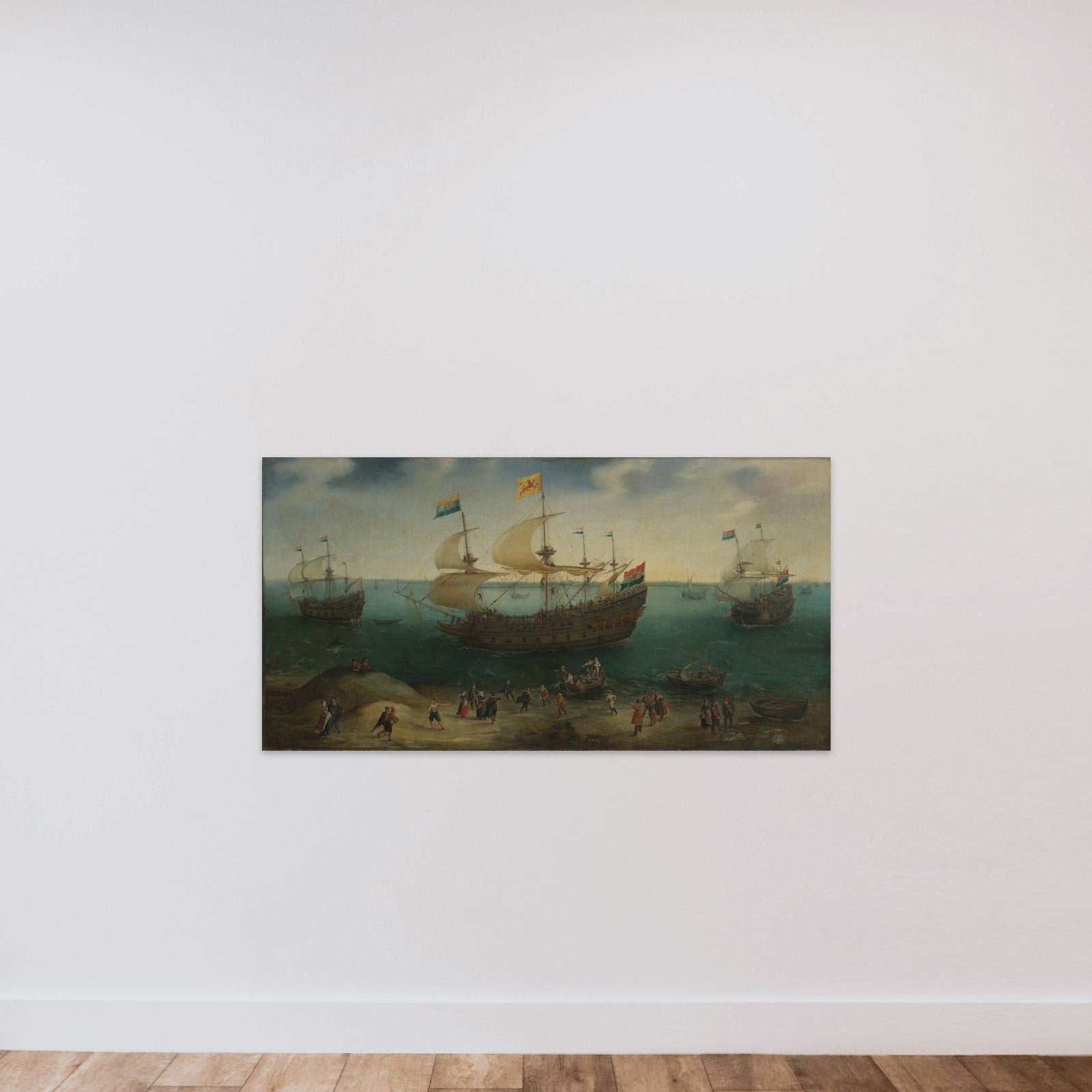 The Amsterdam Four-Master ‘De Hollandse Tuyn’ and Other Ships on their Return from Brazil under the Command of Paulus van Caerden unframed — shown to scale