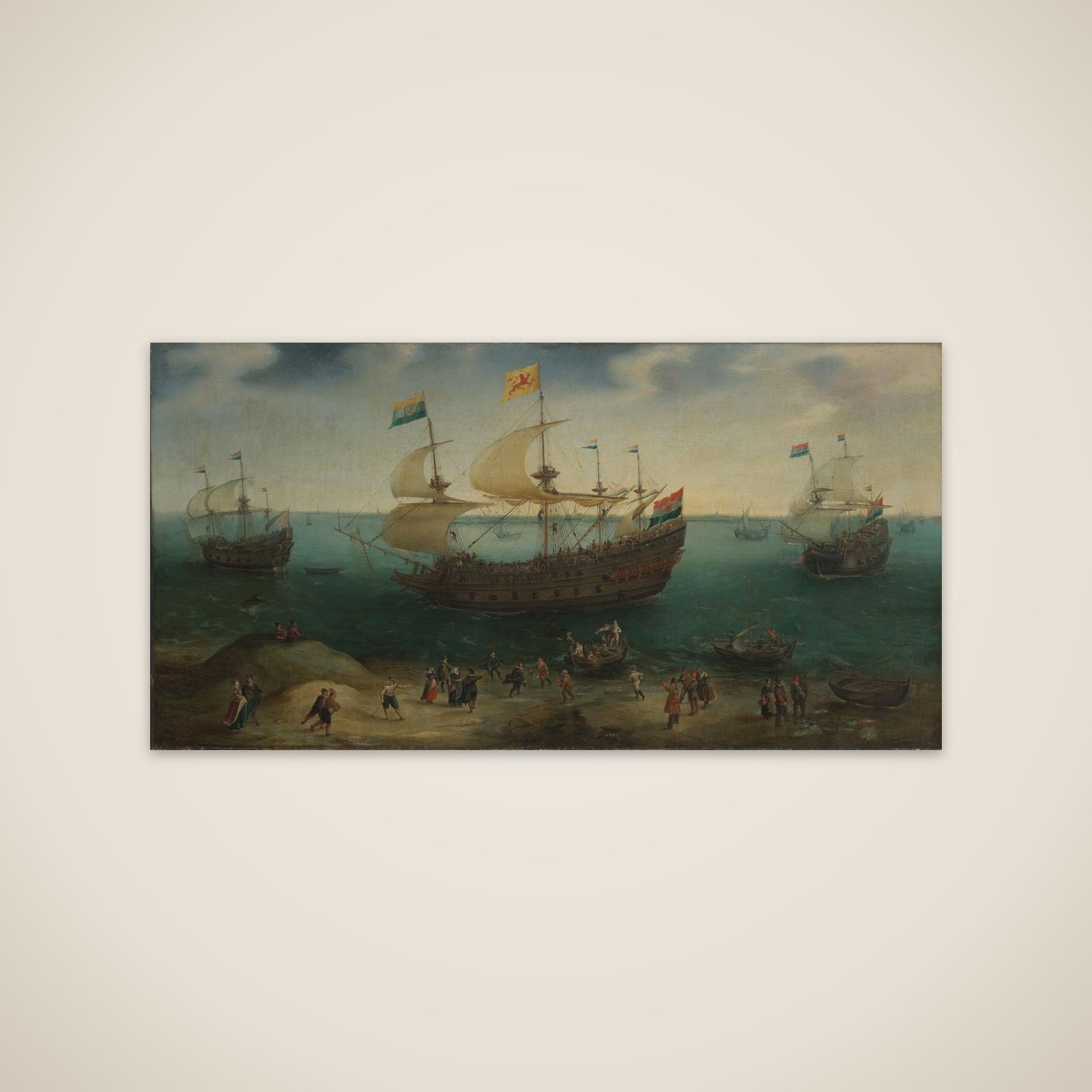 The Amsterdam Four-Master ‘De Hollandse Tuyn’ and Other Ships on their Return from Brazil under the Command of Paulus van Caerden unframed print