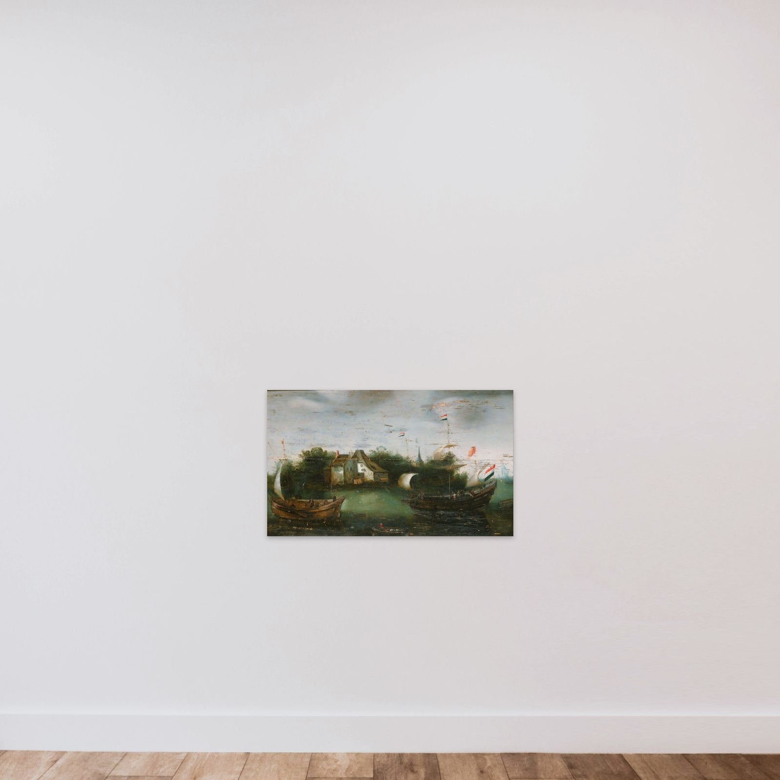 A Sea-going Vessel Sailing into an Inland Waterway unframed — shown to scale
