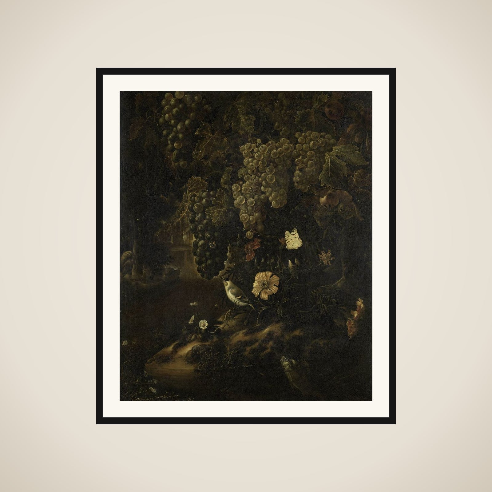 Grapes, Flowers and Animals framed